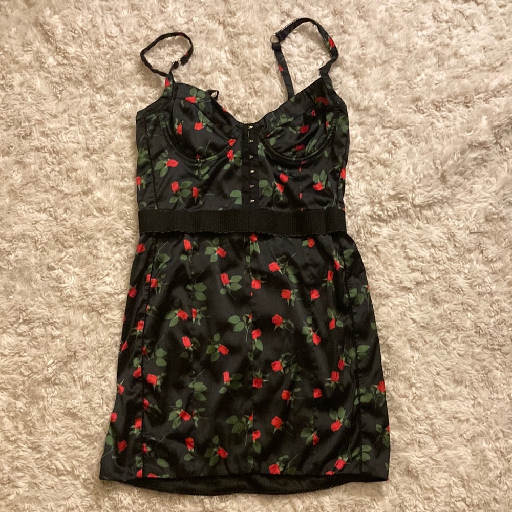 For Love and Lemons Victoria’s Secret Black Roses Mini Dress Size M